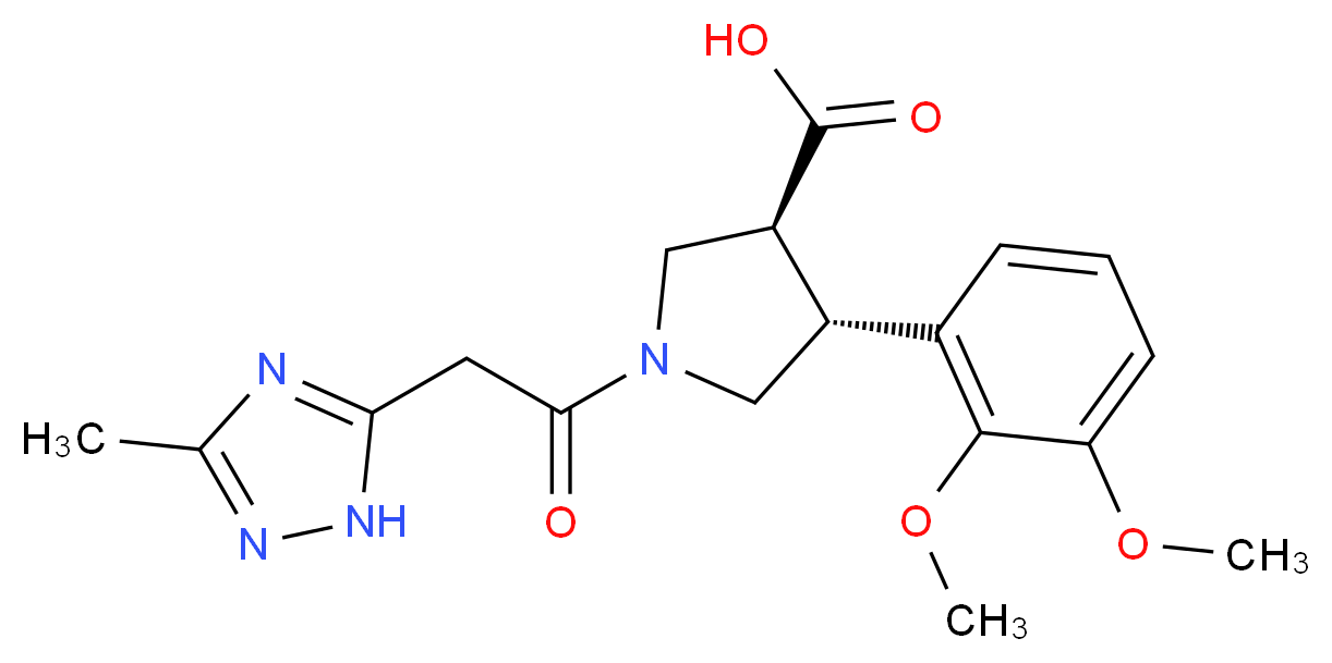 (3S*,4R*)-4-(2,3-dimethoxyphenyl)-1-[(3-methyl-1H-1,2,4-triazol-5-yl)acetyl]pyrrolidine-3-carboxylic acid_Molecular_structure_CAS_)