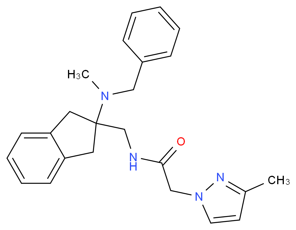 N-({2-[benzyl(methyl)amino]-2,3-dihydro-1H-inden-2-yl}methyl)-2-(3-methyl-1H-pyrazol-1-yl)acetamide_Molecular_structure_CAS_)