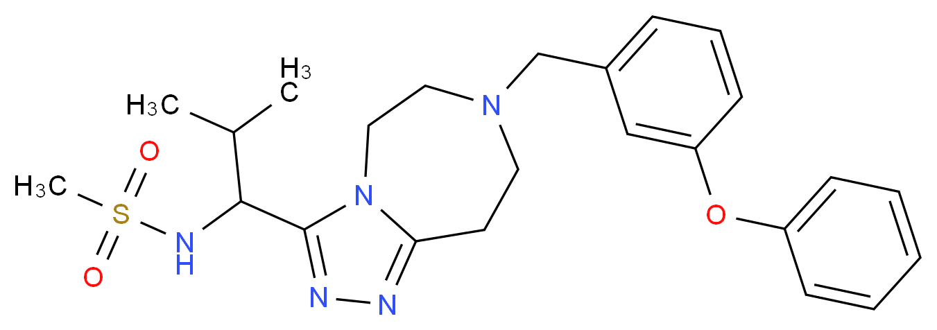N-{2-methyl-1-[7-(3-phenoxybenzyl)-6,7,8,9-tetrahydro-5H-[1,2,4]triazolo[4,3-d][1,4]diazepin-3-yl]propyl}methanesulfonamide_Molecular_structure_CAS_)