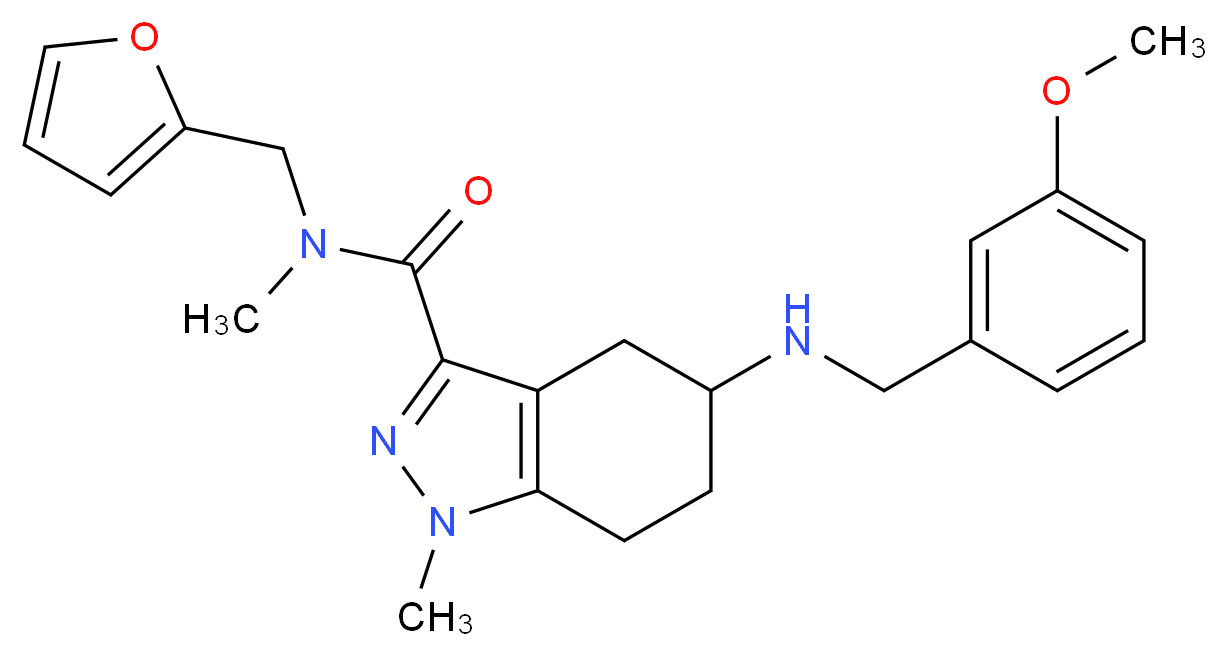 N-(2-furylmethyl)-5-[(3-methoxybenzyl)amino]-N,1-dimethyl-4,5,6,7-tetrahydro-1H-indazole-3-carboxamide_Molecular_structure_CAS_)