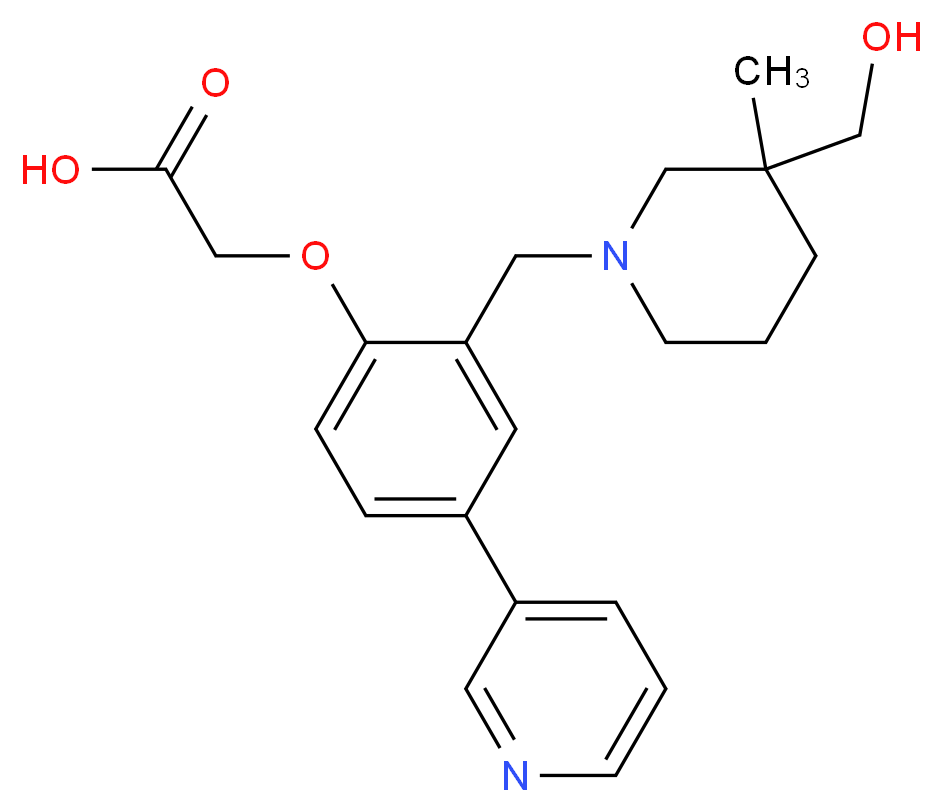 (2-{[3-(hydroxymethyl)-3-methylpiperidin-1-yl]methyl}-4-pyridin-3-ylphenoxy)acetic acid_Molecular_structure_CAS_)
