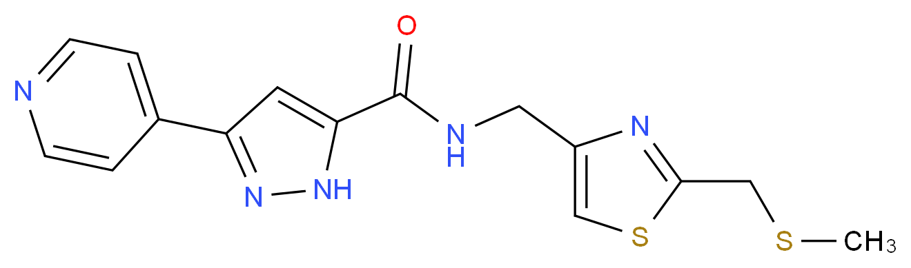N-({2-[(methylthio)methyl]-1,3-thiazol-4-yl}methyl)-3-pyridin-4-yl-1H-pyrazole-5-carboxamide_Molecular_structure_CAS_)