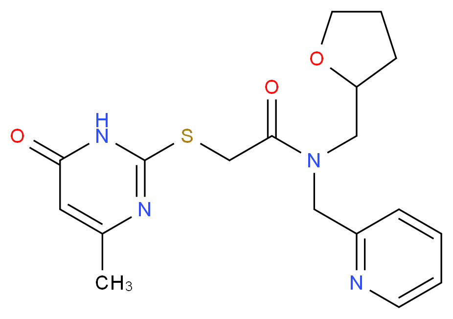 2-[(4-methyl-6-oxo-1,6-dihydropyrimidin-2-yl)thio]-N-(pyridin-2-ylmethyl)-N-(tetrahydrofuran-2-ylmethyl)acetamide_Molecular_structure_CAS_)