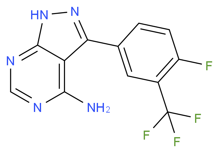 3-[4-fluoro-3-(trifluoromethyl)phenyl]-1H-pyrazolo[3,4-d]pyrimidin-4-amine_Molecular_structure_CAS_)