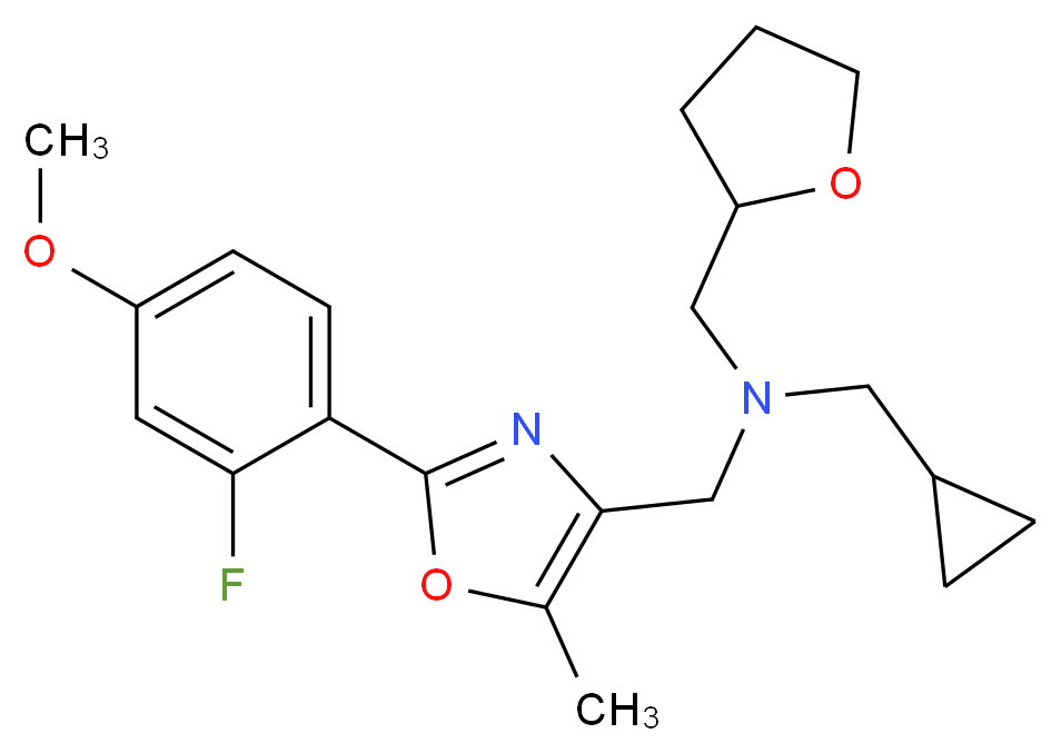 (cyclopropylmethyl){[2-(2-fluoro-4-methoxyphenyl)-5-methyl-1,3-oxazol-4-yl]methyl}(tetrahydro-2-furanylmethyl)amine_Molecular_structure_CAS_)