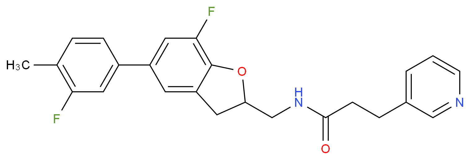 N-{[7-fluoro-5-(3-fluoro-4-methylphenyl)-2,3-dihydro-1-benzofuran-2-yl]methyl}-3-(3-pyridinyl)propanamide_Molecular_structure_CAS_)