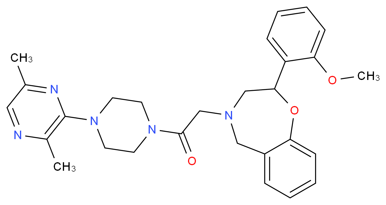4-{2-[4-(3,6-dimethyl-2-pyrazinyl)-1-piperazinyl]-2-oxoethyl}-2-(2-methoxyphenyl)-2,3,4,5-tetrahydro-1,4-benzoxazepine_Molecular_structure_CAS_)