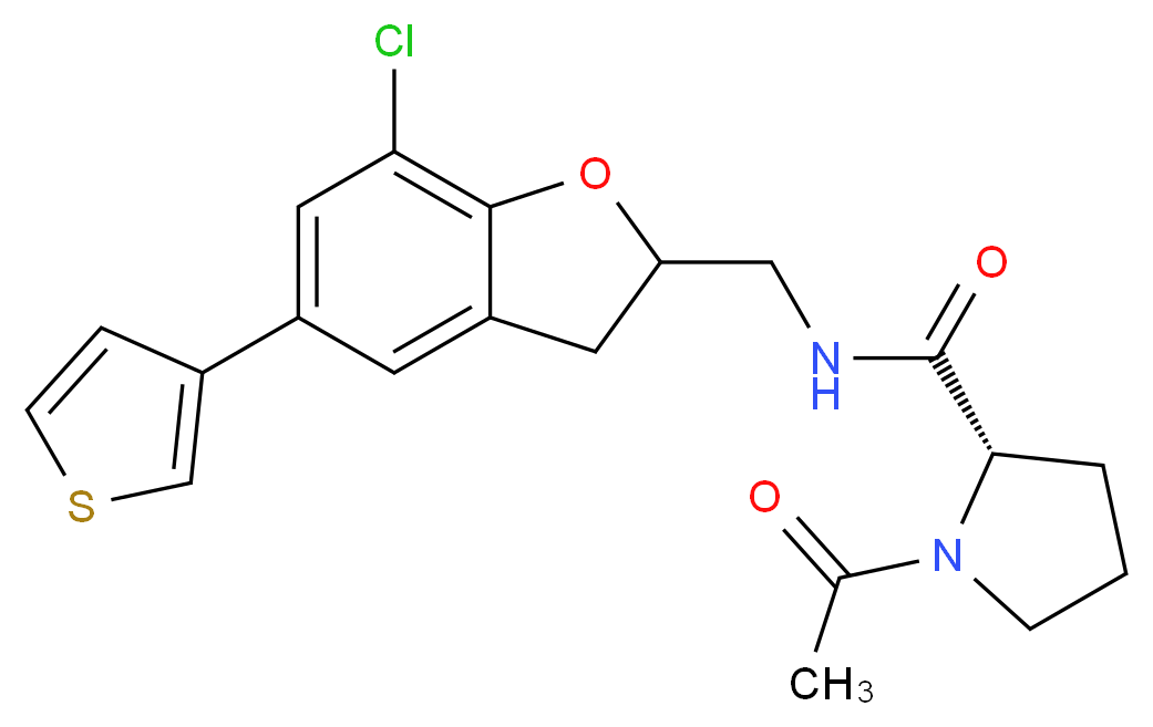 1-acetyl-N-{[7-chloro-5-(3-thienyl)-2,3-dihydro-1-benzofuran-2-yl]methyl}-L-prolinamide_Molecular_structure_CAS_)