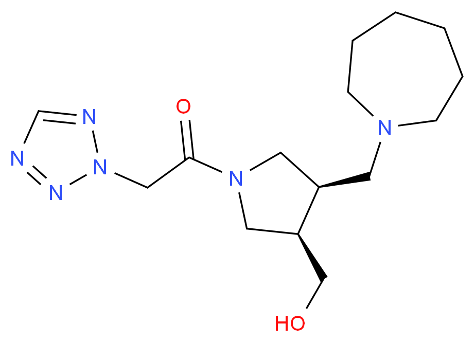[(3R*,4R*)-4-(1-azepanylmethyl)-1-(2H-tetrazol-2-ylacetyl)-3-pyrrolidinyl]methanol_Molecular_structure_CAS_)