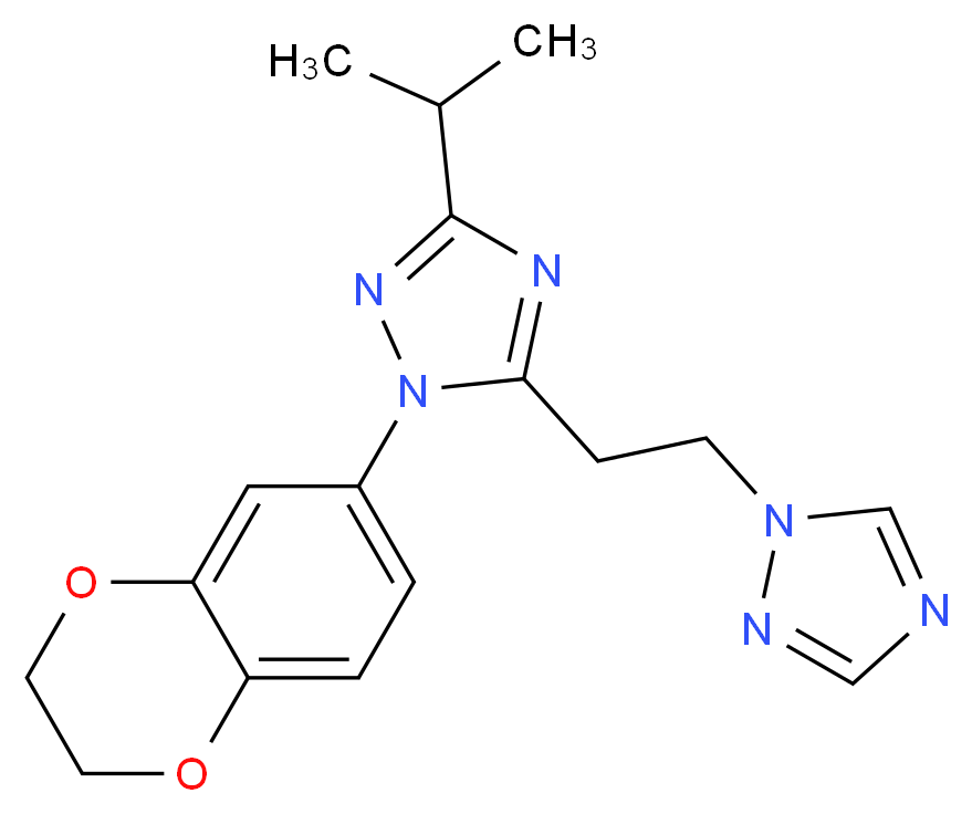 1-(2,3-dihydro-1,4-benzodioxin-6-yl)-3-isopropyl-5-[2-(1H-1,2,4-triazol-1-yl)ethyl]-1H-1,2,4-triazole_Molecular_structure_CAS_)
