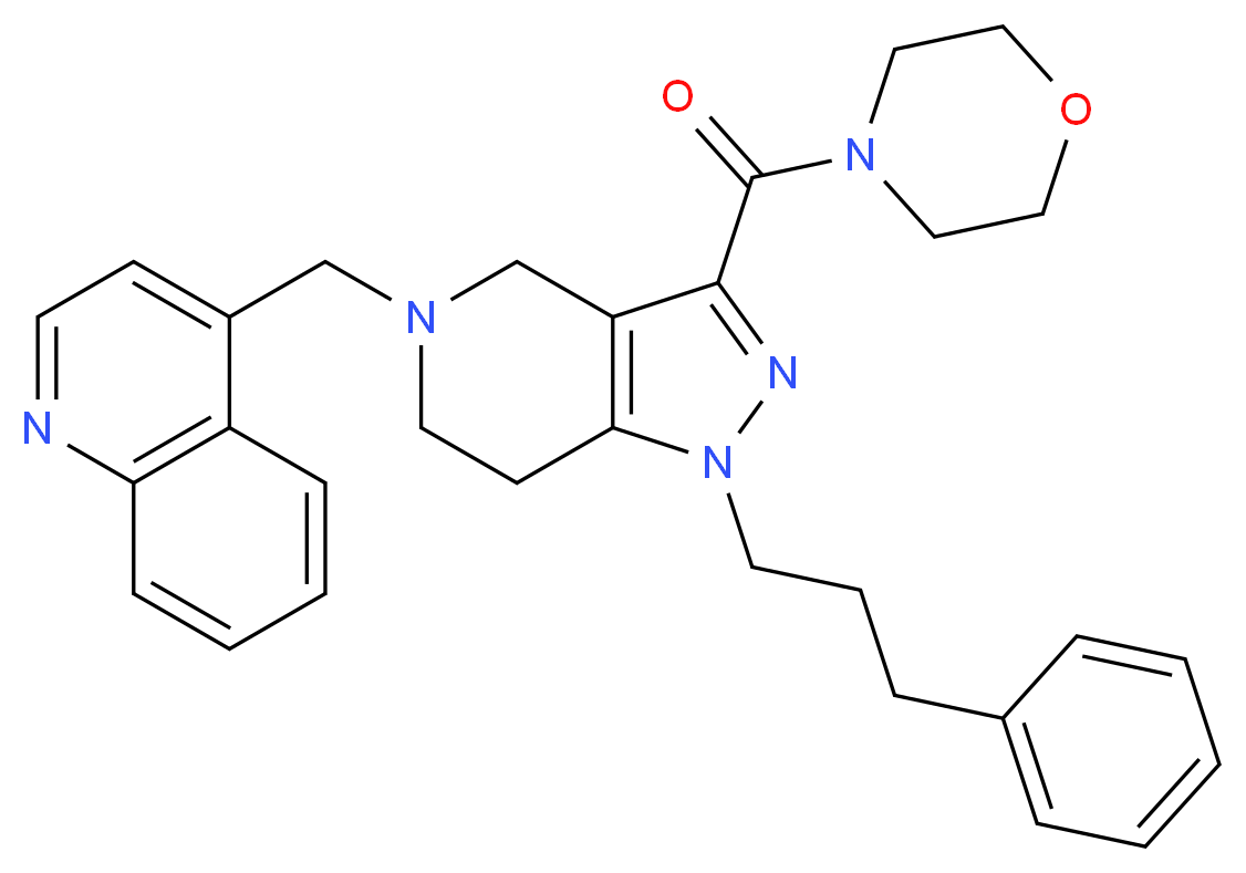 4-{[3-(4-morpholinylcarbonyl)-1-(3-phenylpropyl)-1,4,6,7-tetrahydro-5H-pyrazolo[4,3-c]pyridin-5-yl]methyl}quinoline_Molecular_structure_CAS_)