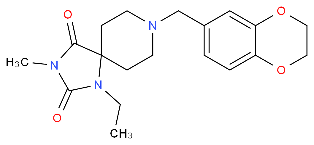 8-(2,3-dihydro-1,4-benzodioxin-6-ylmethyl)-1-ethyl-3-methyl-1,3,8-triazaspiro[4.5]decane-2,4-dione_Molecular_structure_CAS_)