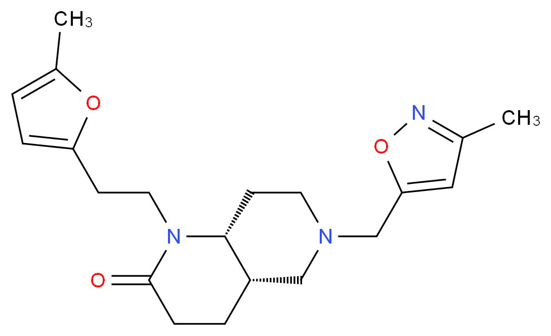 (4aS*,8aR*)-1-[2-(5-methyl-2-furyl)ethyl]-6-[(3-methylisoxazol-5-yl)methyl]octahydro-1,6-naphthyridin-2(1H)-one_Molecular_structure_CAS_)