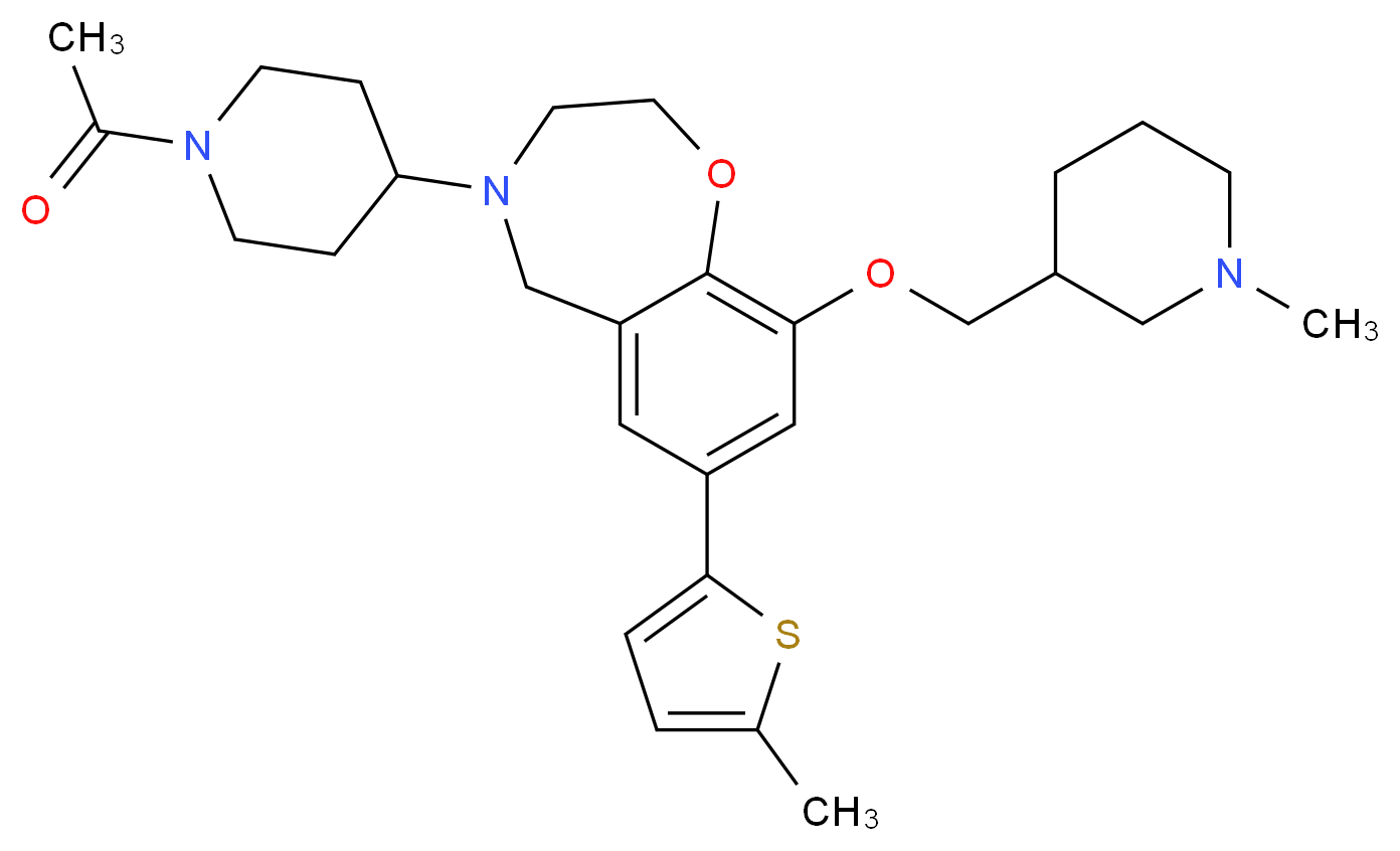 4-(1-acetyl-4-piperidinyl)-9-[(1-methyl-3-piperidinyl)methoxy]-7-(5-methyl-2-thienyl)-2,3,4,5-tetrahydro-1,4-benzoxazepine_Molecular_structure_CAS_)