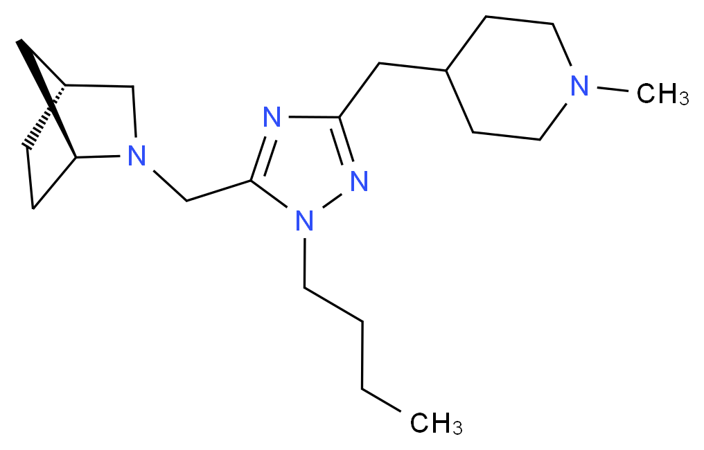 (1S*,4R*)-2-({1-butyl-3-[(1-methylpiperidin-4-yl)methyl]-1H-1,2,4-triazol-5-yl}methyl)-2-azabicyclo[2.2.1]heptane_Molecular_structure_CAS_)