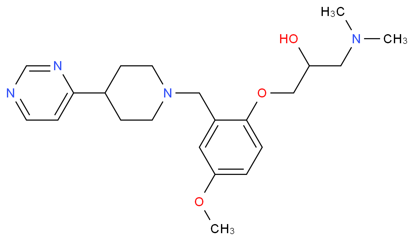 1-(dimethylamino)-3-{4-methoxy-2-[(4-pyrimidin-4-ylpiperidin-1-yl)methyl]phenoxy}propan-2-ol_Molecular_structure_CAS_)