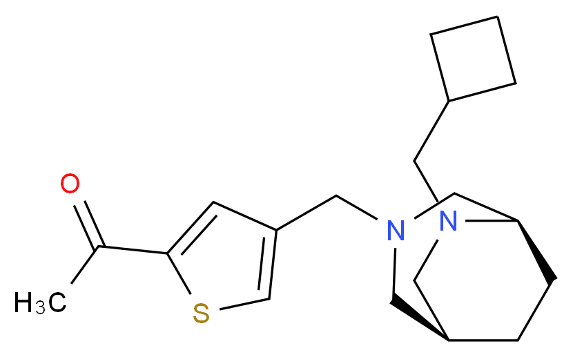 1-(4-{[(1S*,5R*)-6-(cyclobutylmethyl)-3,6-diazabicyclo[3.2.2]non-3-yl]methyl}-2-thienyl)ethanone_Molecular_structure_CAS_)