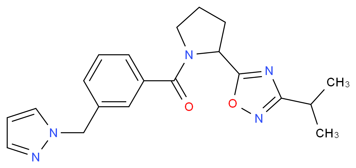 3-isopropyl-5-{1-[3-(1H-pyrazol-1-ylmethyl)benzoyl]pyrrolidin-2-yl}-1,2,4-oxadiazole_Molecular_structure_CAS_)