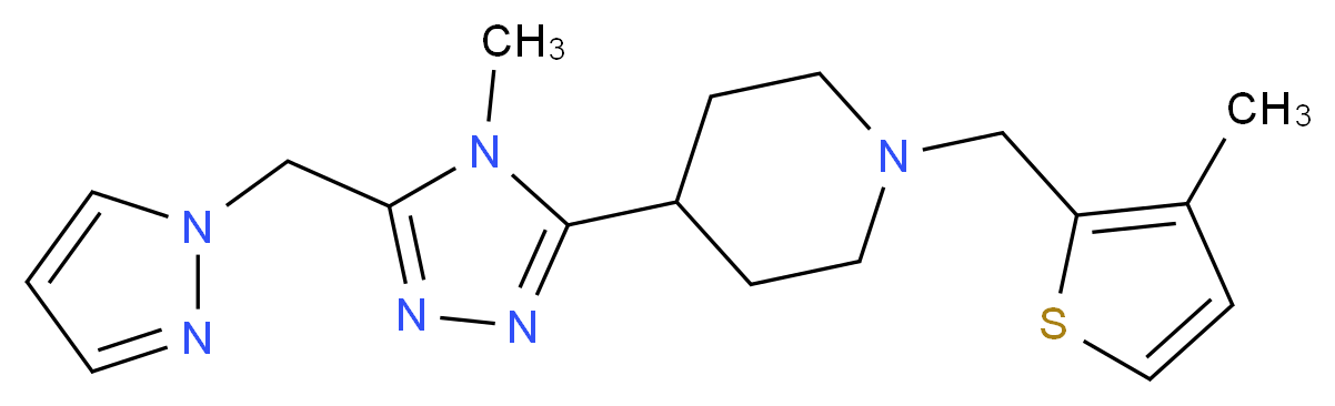 4-[4-methyl-5-(1H-pyrazol-1-ylmethyl)-4H-1,2,4-triazol-3-yl]-1-[(3-methyl-2-thienyl)methyl]piperidine_Molecular_structure_CAS_)