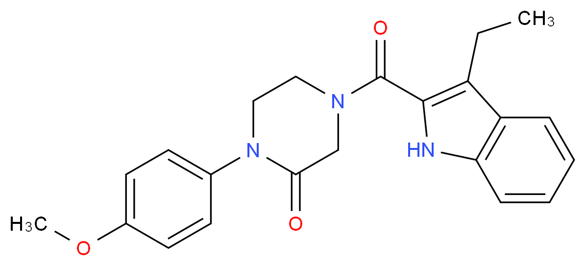 4-[(3-ethyl-1H-indol-2-yl)carbonyl]-1-(4-methoxyphenyl)-2-piperazinone_Molecular_structure_CAS_)