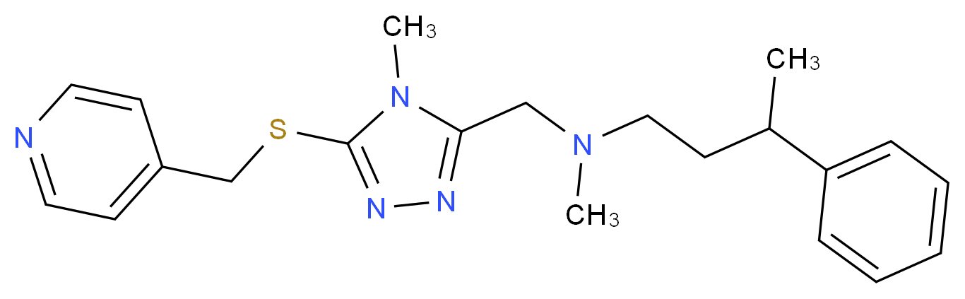 N-methyl-N-({4-methyl-5-[(4-pyridinylmethyl)thio]-4H-1,2,4-triazol-3-yl}methyl)-3-phenyl-1-butanamine_Molecular_structure_CAS_)