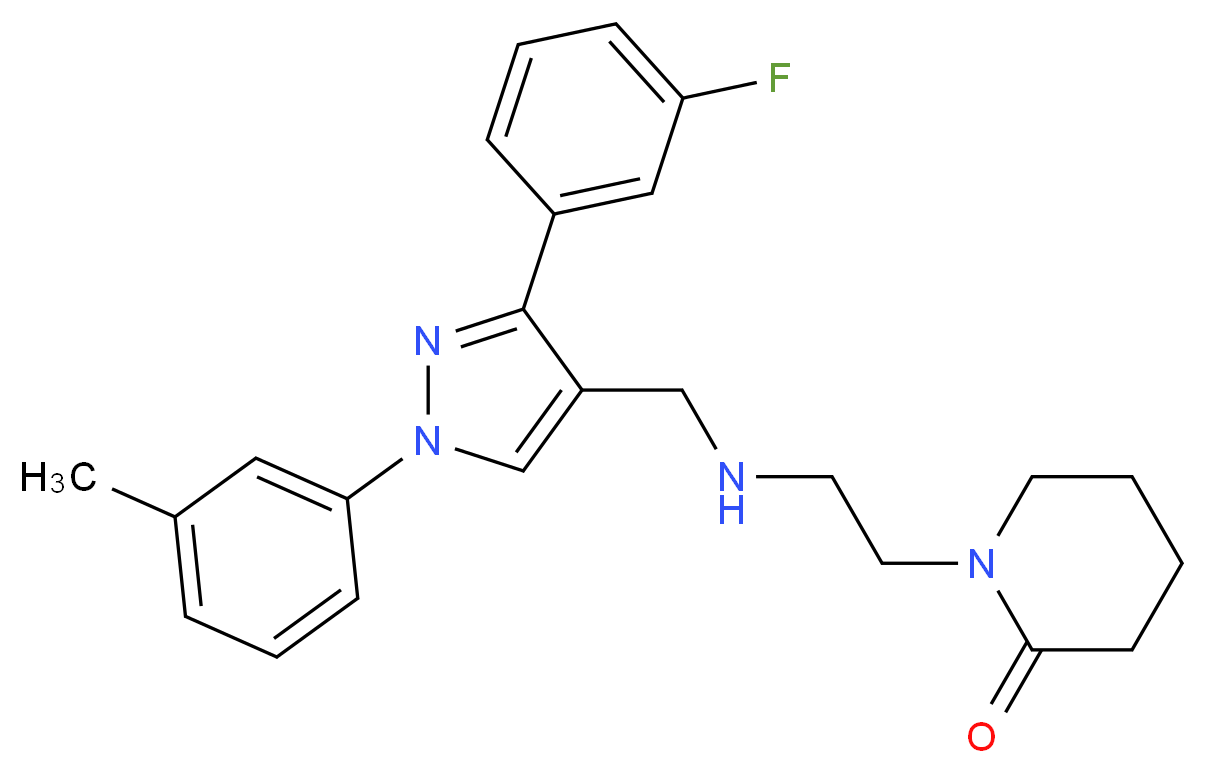1-[2-({[3-(3-fluorophenyl)-1-(3-methylphenyl)-1H-pyrazol-4-yl]methyl}amino)ethyl]-2-piperidinone_Molecular_structure_CAS_)