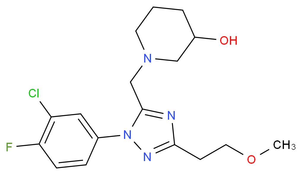 1-{[1-(3-chloro-4-fluorophenyl)-3-(2-methoxyethyl)-1H-1,2,4-triazol-5-yl]methyl}piperidin-3-ol_Molecular_structure_CAS_)