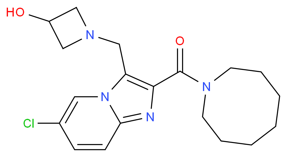 1-{[2-(azocan-1-ylcarbonyl)-6-chloroimidazo[1,2-a]pyridin-3-yl]methyl}azetidin-3-ol_Molecular_structure_CAS_)