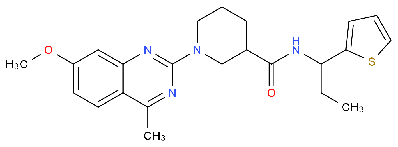 1-(7-methoxy-4-methyl-2-quinazolinyl)-N-[1-(2-thienyl)propyl]-3-piperidinecarboxamide_Molecular_structure_CAS_)