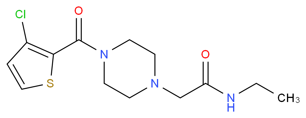 2-{4-[(3-chloro-2-thienyl)carbonyl]-1-piperazinyl}-N-ethylacetamide_Molecular_structure_CAS_)