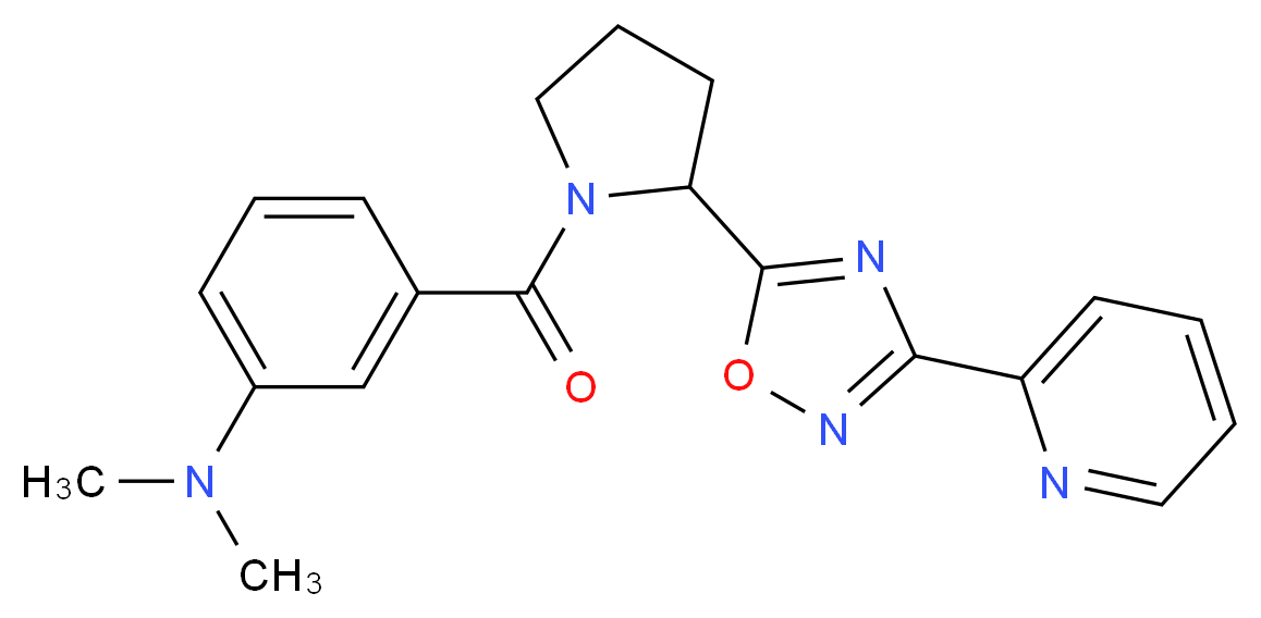 N,N-dimethyl-3-({2-[3-(2-pyridinyl)-1,2,4-oxadiazol-5-yl]-1-pyrrolidinyl}carbonyl)aniline_Molecular_structure_CAS_)