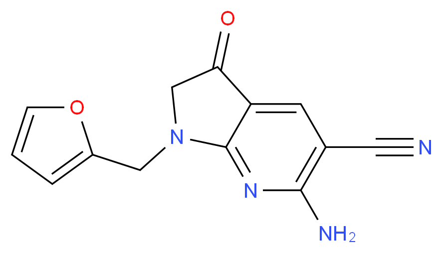 6-amino-1-(2-furylmethyl)-3-oxo-2,3-dihydro-1H-pyrrolo[2,3-b]pyridine-5-carbonitrile_Molecular_structure_CAS_)