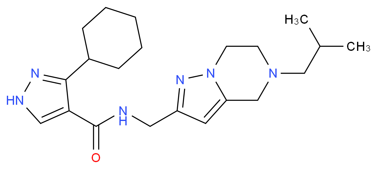 3-cyclohexyl-N-[(5-isobutyl-4,5,6,7-tetrahydropyrazolo[1,5-a]pyrazin-2-yl)methyl]-1H-pyrazole-4-carboxamide_Molecular_structure_CAS_)