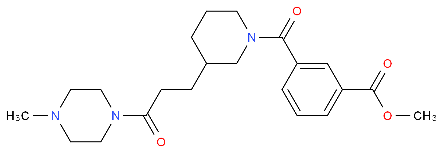 methyl 3-({3-[3-(4-methyl-1-piperazinyl)-3-oxopropyl]-1-piperidinyl}carbonyl)benzoate_Molecular_structure_CAS_)