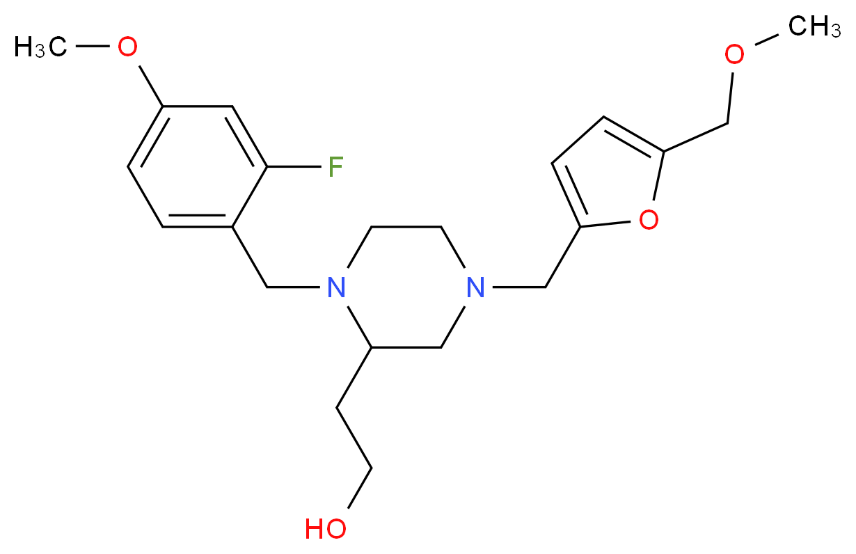 2-(1-(2-fluoro-4-methoxybenzyl)-4-{[5-(methoxymethyl)-2-furyl]methyl}-2-piperazinyl)ethanol_Molecular_structure_CAS_)