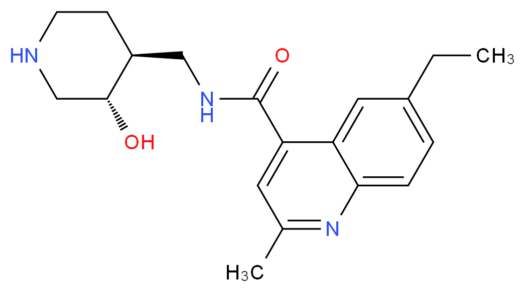 6-ethyl-N-{[(3S*,4S*)-3-hydroxypiperidin-4-yl]methyl}-2-methylquinoline-4-carboxamide_Molecular_structure_CAS_)