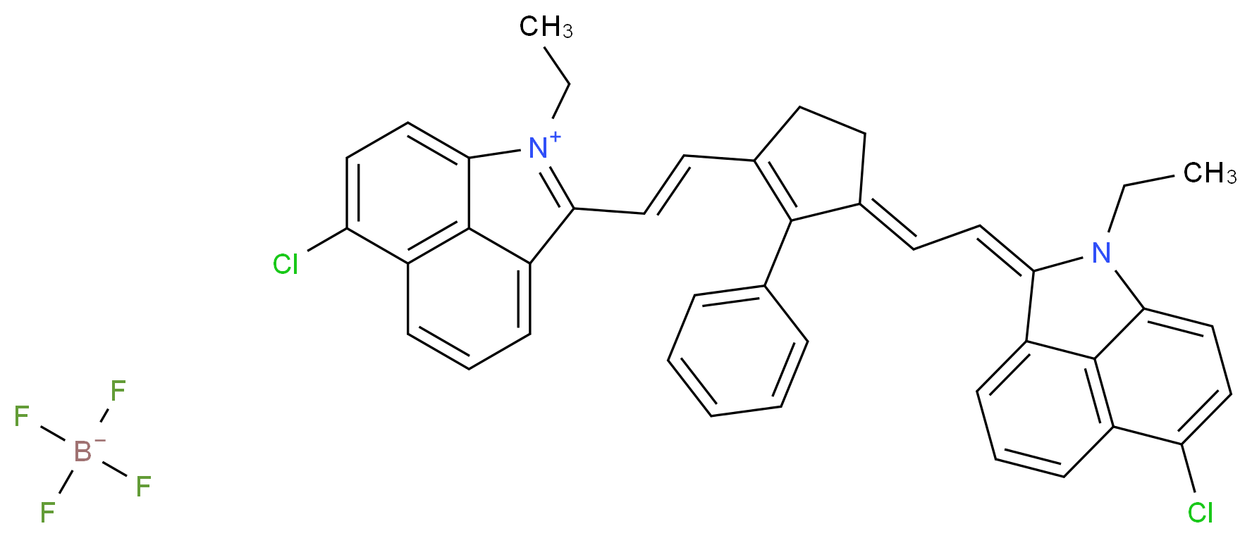 6-Chloro-2-[2-(3-[(6-chloro-1-ethylbenz[c,d,]indole-2[1H]-ylidene)ethylidene]-2-phenyl-1-cyclopenten-1-yl)ethenyl]-1-ethylbenz[c,d]indolium tetrafluoroborate_Molecular_structure_CAS_100012-45-1)