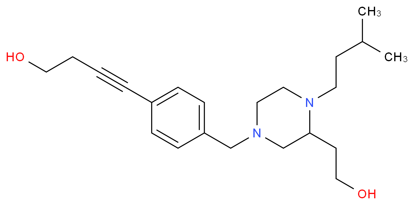 4-(4-{[3-(2-hydroxyethyl)-4-(3-methylbutyl)-1-piperazinyl]methyl}phenyl)-3-butyn-1-ol_Molecular_structure_CAS_)