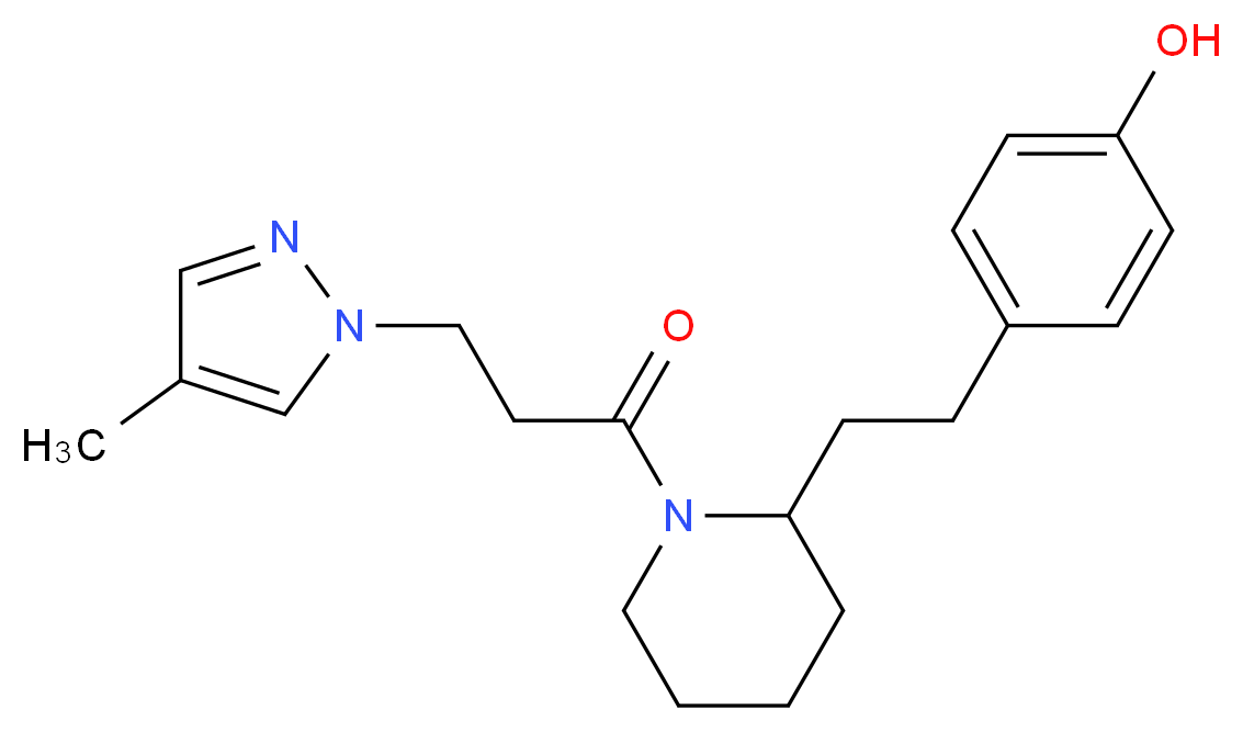4-(2-{1-[3-(4-methyl-1H-pyrazol-1-yl)propanoyl]-2-piperidinyl}ethyl)phenol_Molecular_structure_CAS_)