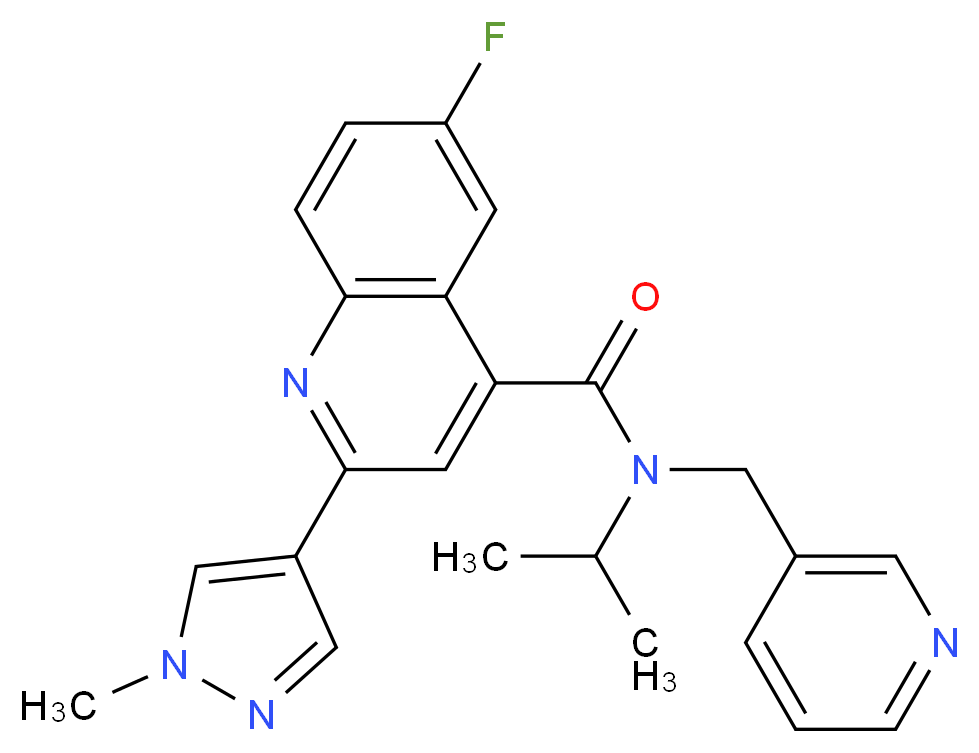 6-fluoro-N-isopropyl-2-(1-methyl-1H-pyrazol-4-yl)-N-(pyridin-3-ylmethyl)quinoline-4-carboxamide_Molecular_structure_CAS_)