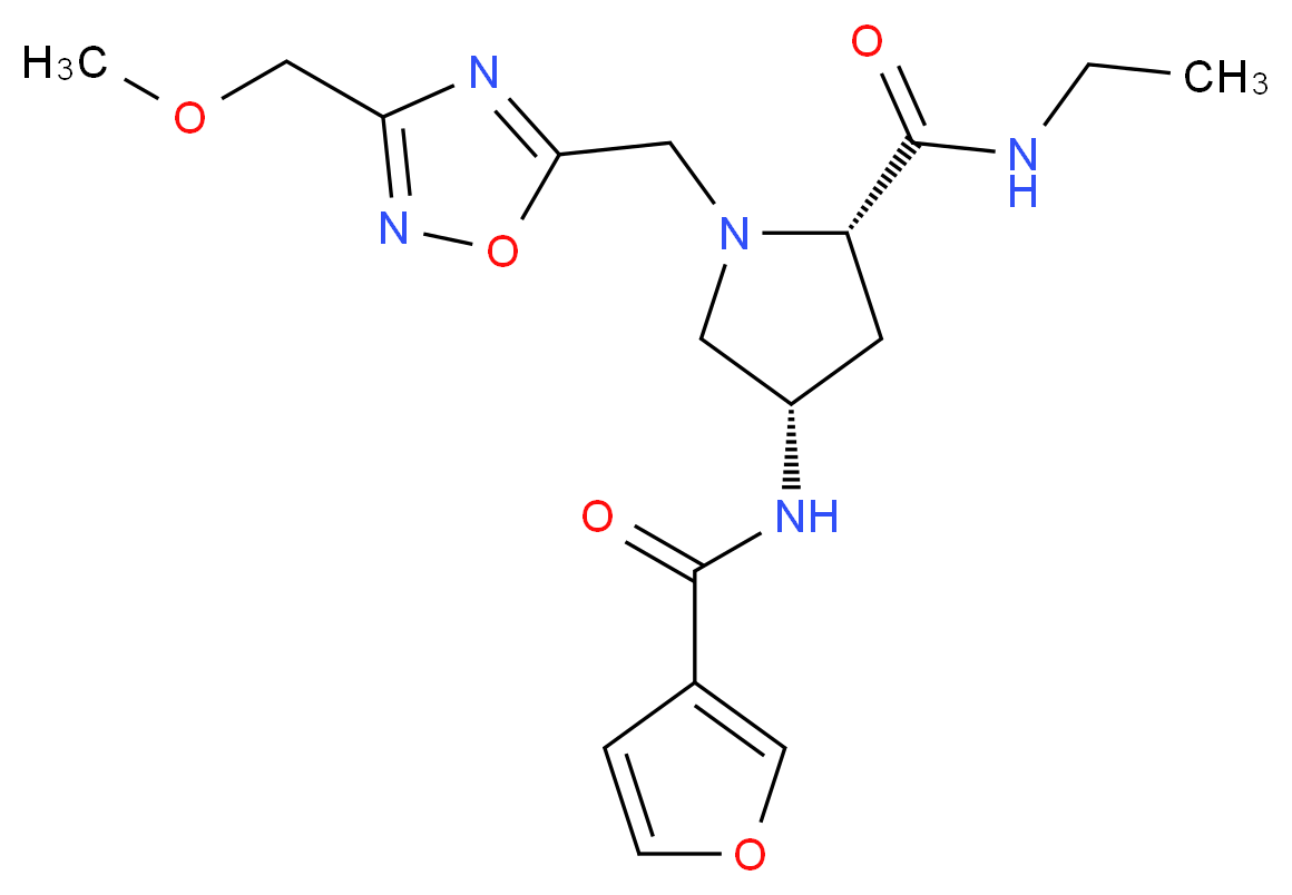 (4S)-N-ethyl-4-(3-furoylamino)-1-{[3-(methoxymethyl)-1,2,4-oxadiazol-5-yl]methyl}-L-prolinamide_Molecular_structure_CAS_)