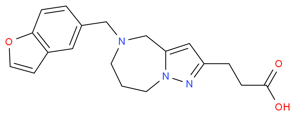 3-[5-(1-benzofuran-5-ylmethyl)-5,6,7,8-tetrahydro-4H-pyrazolo[1,5-a][1,4]diazepin-2-yl]propanoic acid_Molecular_structure_CAS_)