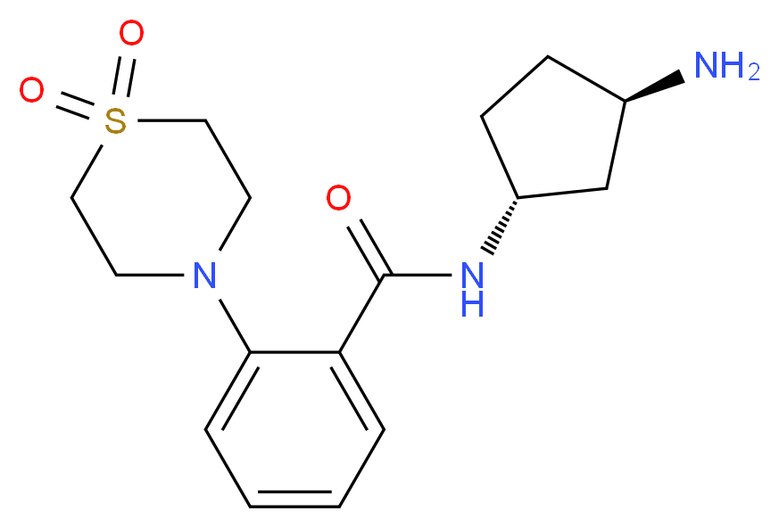 N-[(1R*,3R*)-3-aminocyclopentyl]-2-(1,1-dioxidothiomorpholin-4-yl)benzamide_Molecular_structure_CAS_)