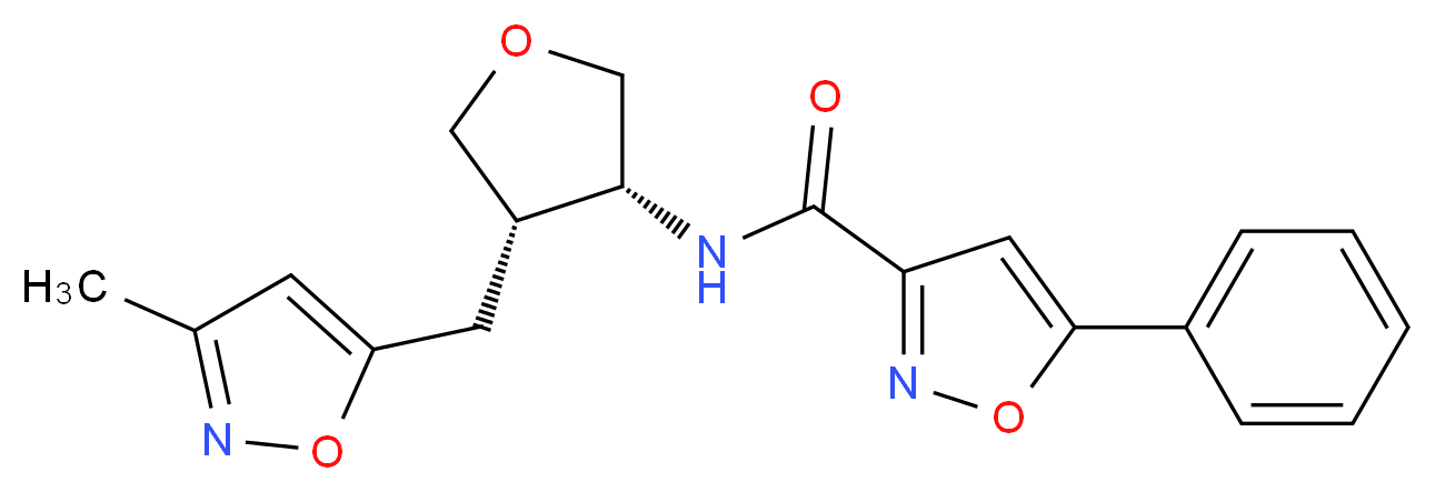 N-{(3R*,4S*)-4-[(3-methyl-5-isoxazolyl)methyl]tetrahydro-3-furanyl}-5-phenyl-3-isoxazolecarboxamide_Molecular_structure_CAS_)
