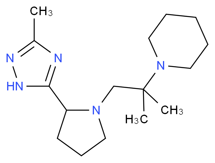 1-{1,1-dimethyl-2-[2-(3-methyl-1H-1,2,4-triazol-5-yl)pyrrolidin-1-yl]ethyl}piperidine_Molecular_structure_CAS_)