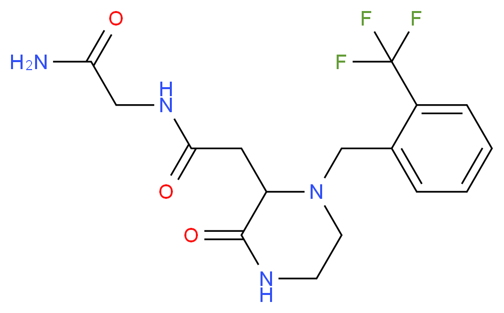 N~2~-({3-oxo-1-[2-(trifluoromethyl)benzyl]-2-piperazinyl}acetyl)glycinamide_Molecular_structure_CAS_)