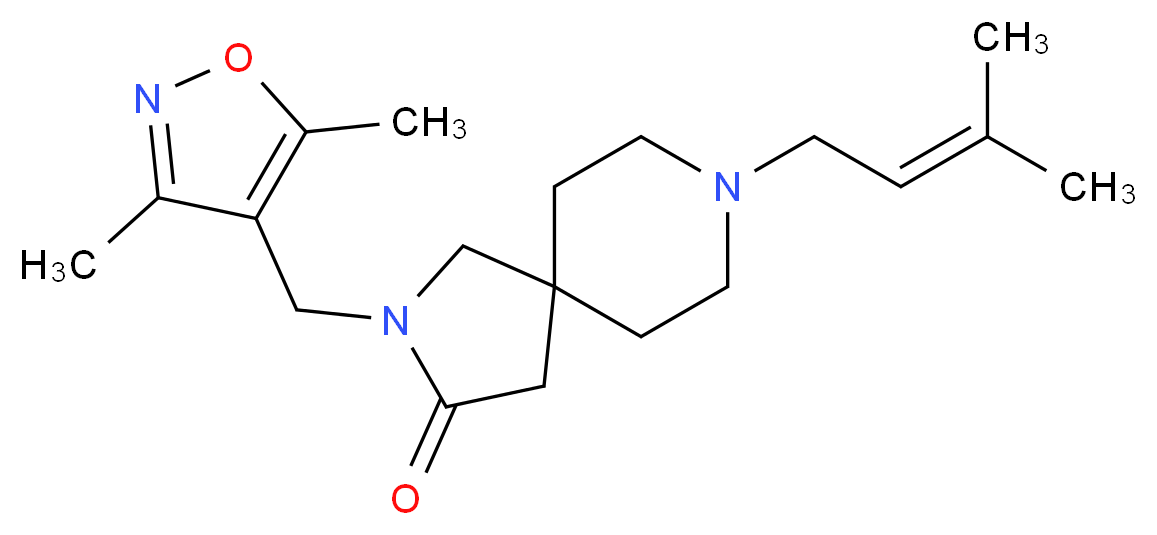 2-[(3,5-dimethyl-4-isoxazolyl)methyl]-8-(3-methyl-2-buten-1-yl)-2,8-diazaspiro[4.5]decan-3-one_Molecular_structure_CAS_)