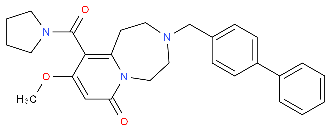 3-(4-biphenylylmethyl)-9-methoxy-10-(1-pyrrolidinylcarbonyl)-2,3,4,5-tetrahydropyrido[1,2-d][1,4]diazepin-7(1H)-one_Molecular_structure_CAS_)