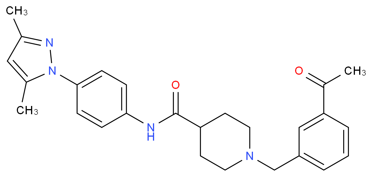 1-(3-acetylbenzyl)-N-[4-(3,5-dimethyl-1H-pyrazol-1-yl)phenyl]-4-piperidinecarboxamide_Molecular_structure_CAS_)