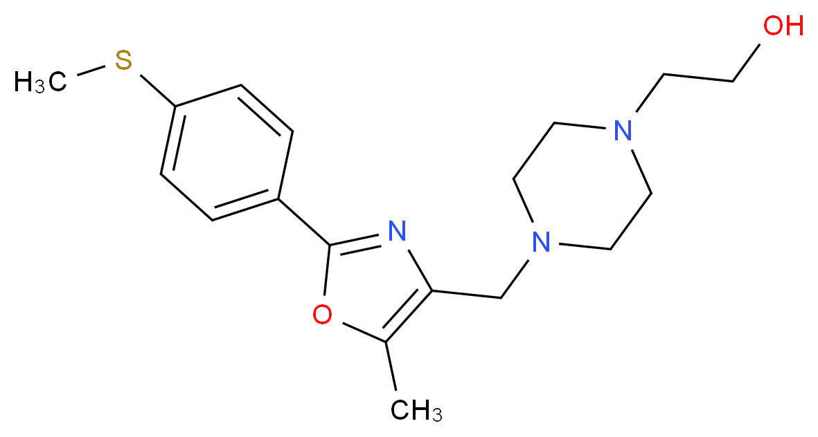 2-[4-({5-methyl-2-[4-(methylthio)phenyl]-1,3-oxazol-4-yl}methyl)piperazin-1-yl]ethanol_Molecular_structure_CAS_)